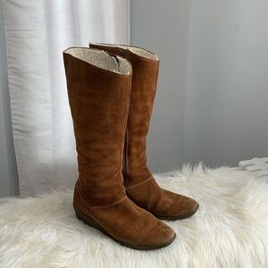 Aquaboots brown suede leather fur lined boots 7